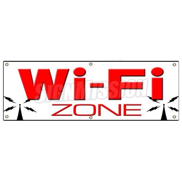 WI-FI ZONE BANNER SIGN wifi internet cafe hotspot free coffee shop WIFI hot